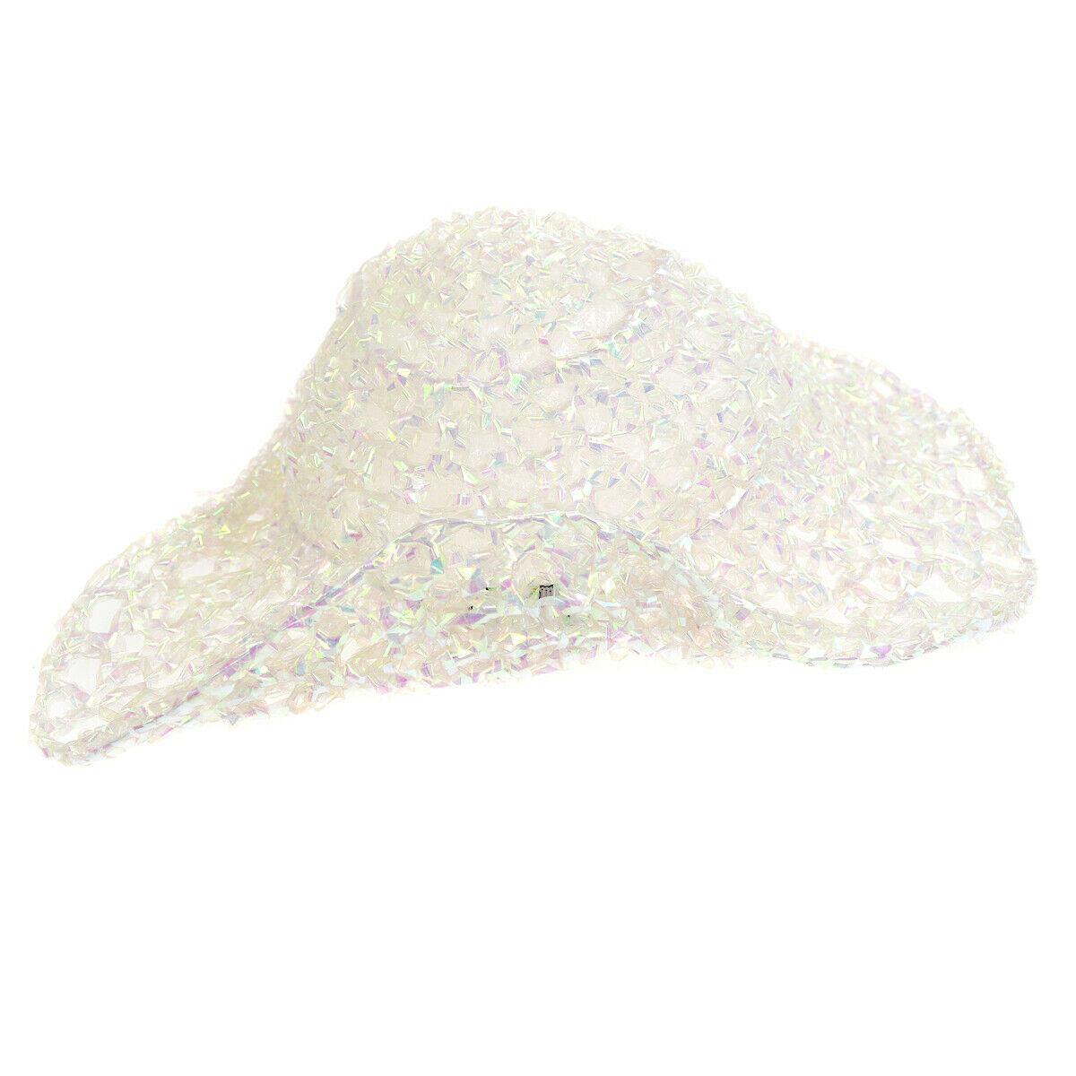Chanel 1995 Spring Runway Vintage Iridescent Clear Transparent Woven Barbie Hat For Sale 6