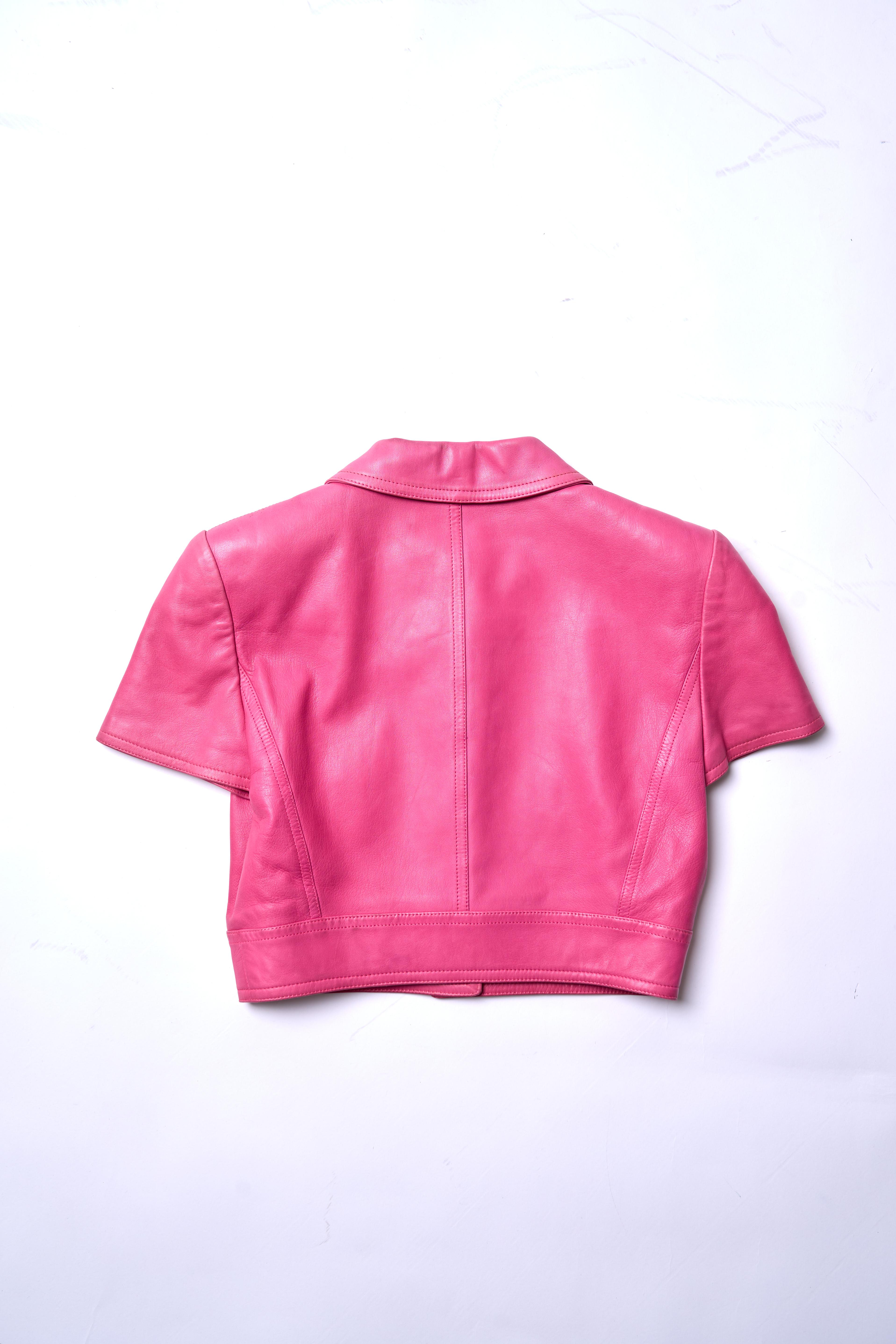 Piece Description: Introducing the Chanel hot pink cropped jacket from the iconic Spring-Summer 1995 