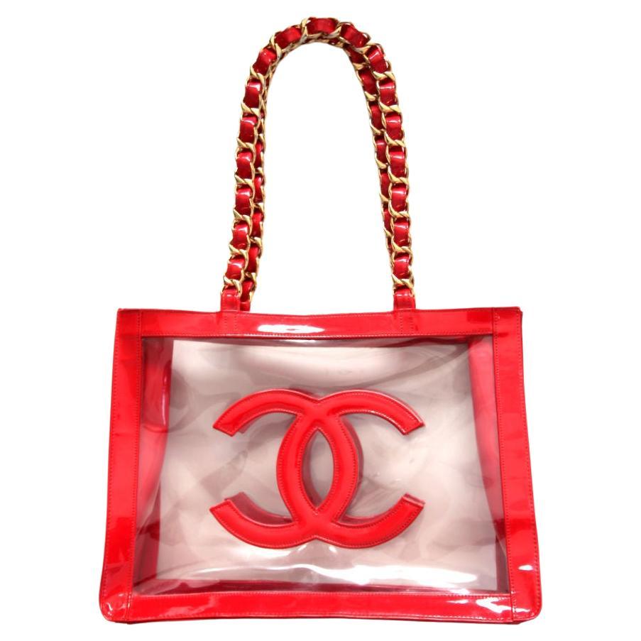 CHANEL 1995 Transparent Patent Leather CC Bag / Shopping Tote by Karl  Lagerfeld For Sale at 1stDibs