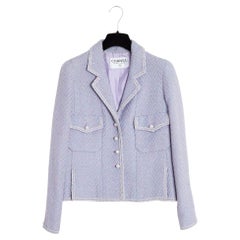 Chanel 1995 Weste FR36 Lila Silber Wolle  Ensemble aus Tweed-Jacke UK8 US6