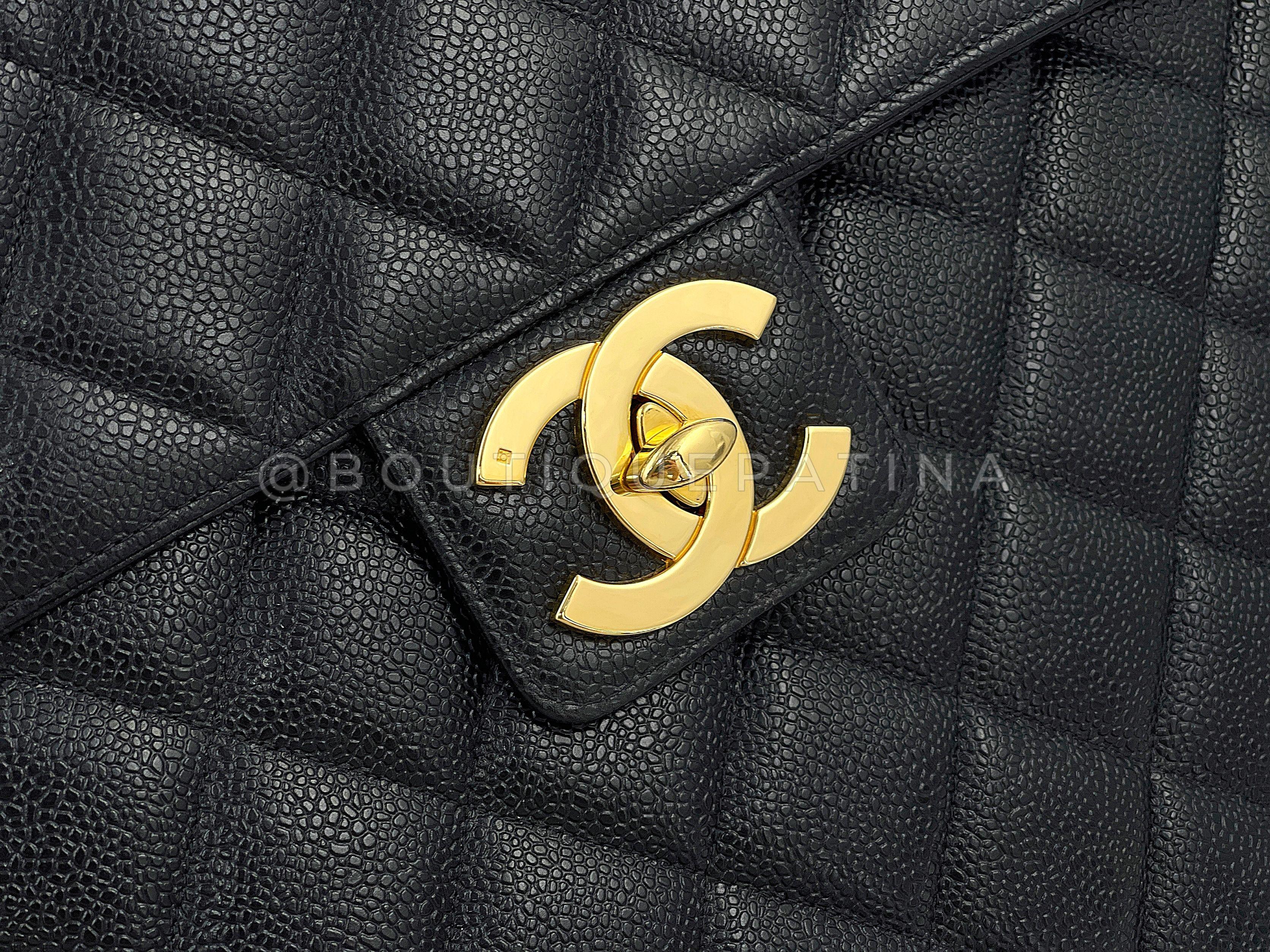 Chanel 1995 Vintage Black Caviar Briefcase Tote Bag 24k GHW 67916 For Sale 4