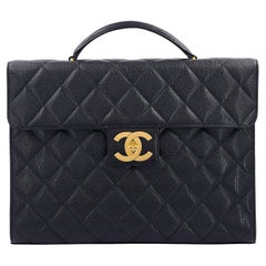 Chanel 1995 Vintage Black Caviar Briefcase Tote Bag 24k GHW 67916