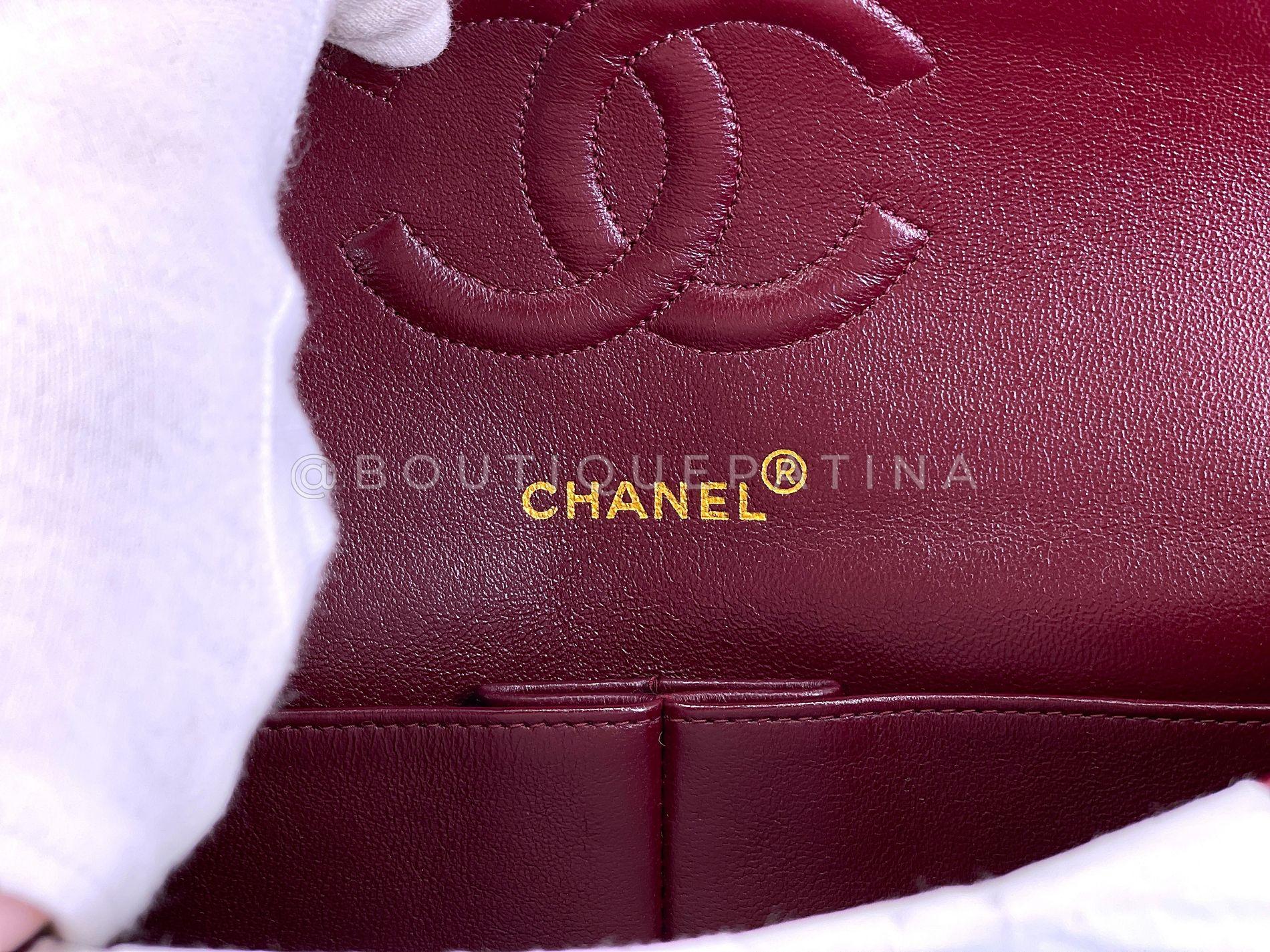 Chanel 1995 Vintage Black Lambskin Medium Classic Double Flap Bag 24k GHW 66288 en vente 6