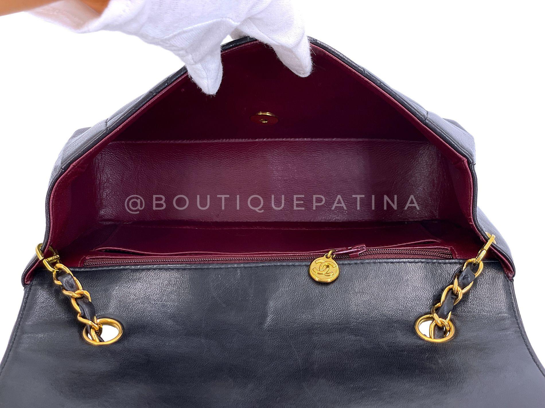 Chanel 1995 Vintage Schwarz Lammfell Medium Diana Flap Tasche 24k GHW 64476 im Angebot 6