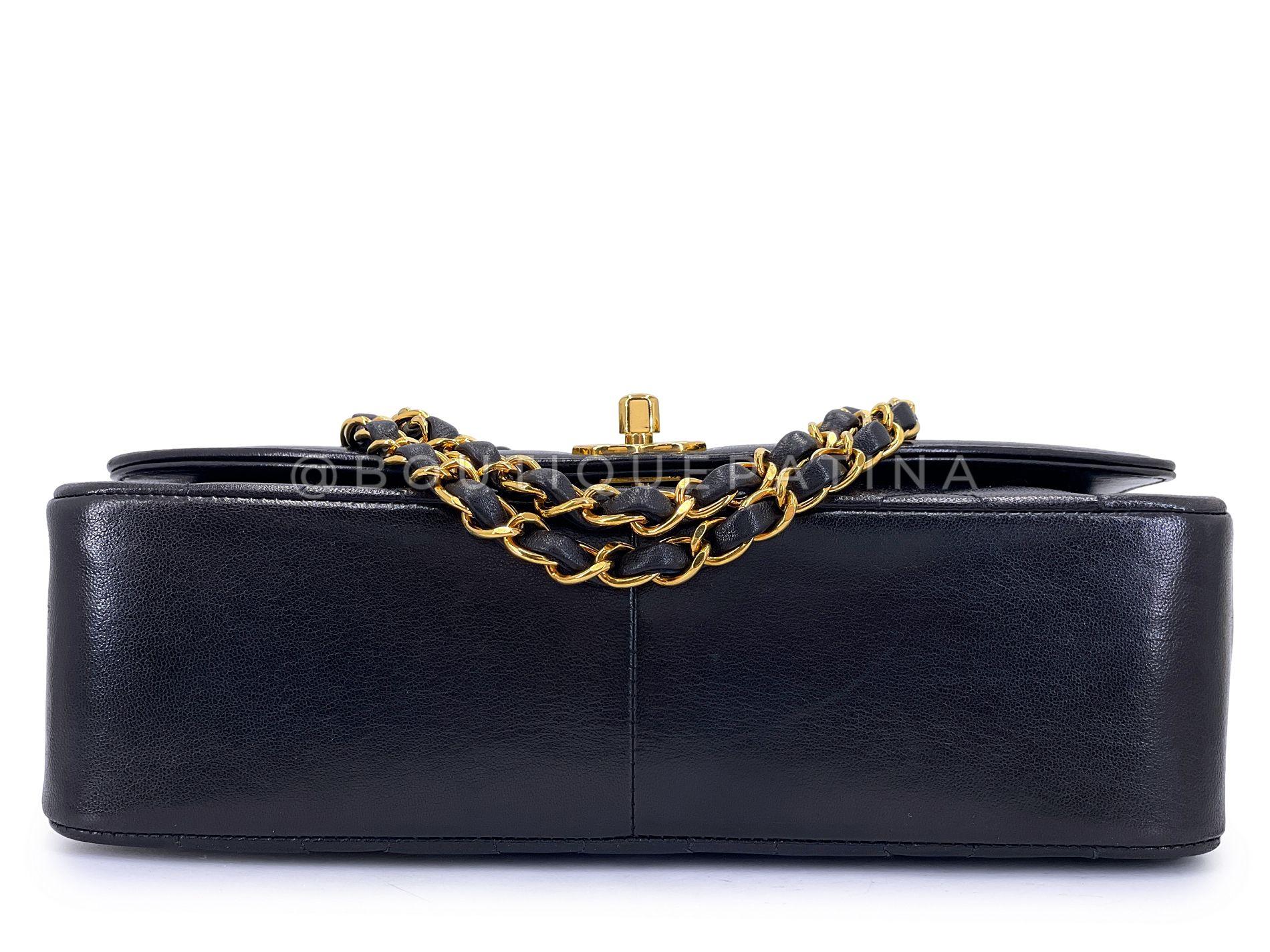 Chanel 1995 Vintage Schwarz Lammfell Medium Diana Flap Tasche 24k GHW 64476 im Angebot 2