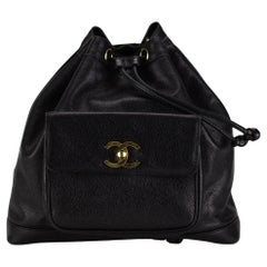 Chanel 1995 Vintage Caviar Drawstring Pocket Backpack