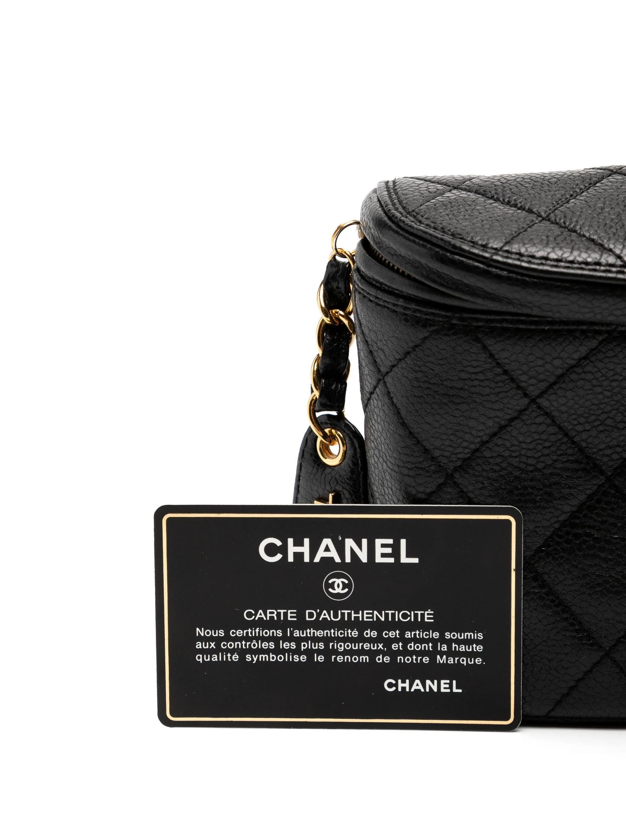 Chanel 1995 Vintage Fanny Pack Quilted Caviar Waist Belt Bag For Sale 2