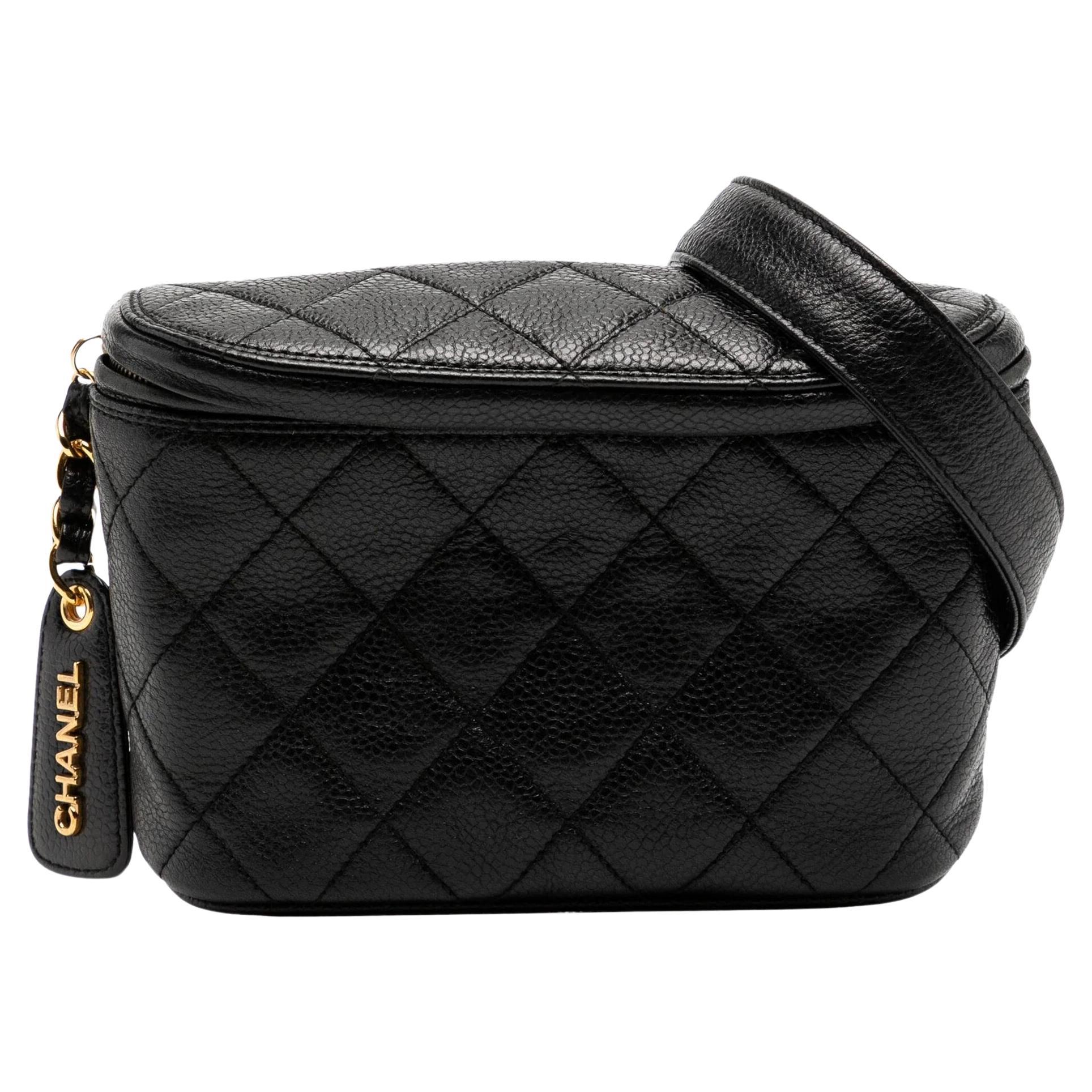 Chanel 1995 Vintage Fanny Pack Quilted Caviar Waist Belt Bag For Sale