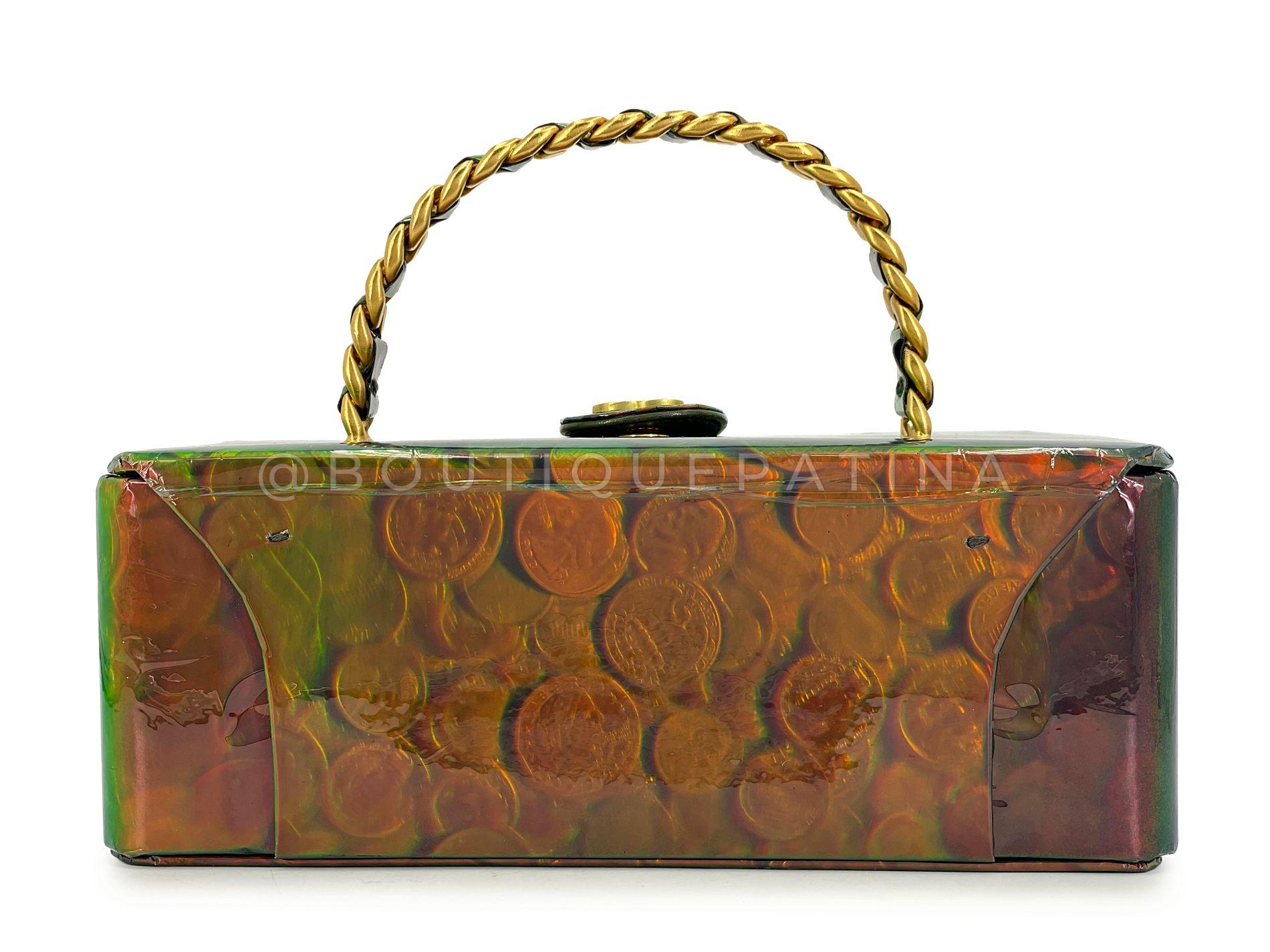 Chanel 1995 Vintage Holographic Green Vanity Case Bag 24k GHW 68337 For Sale 1