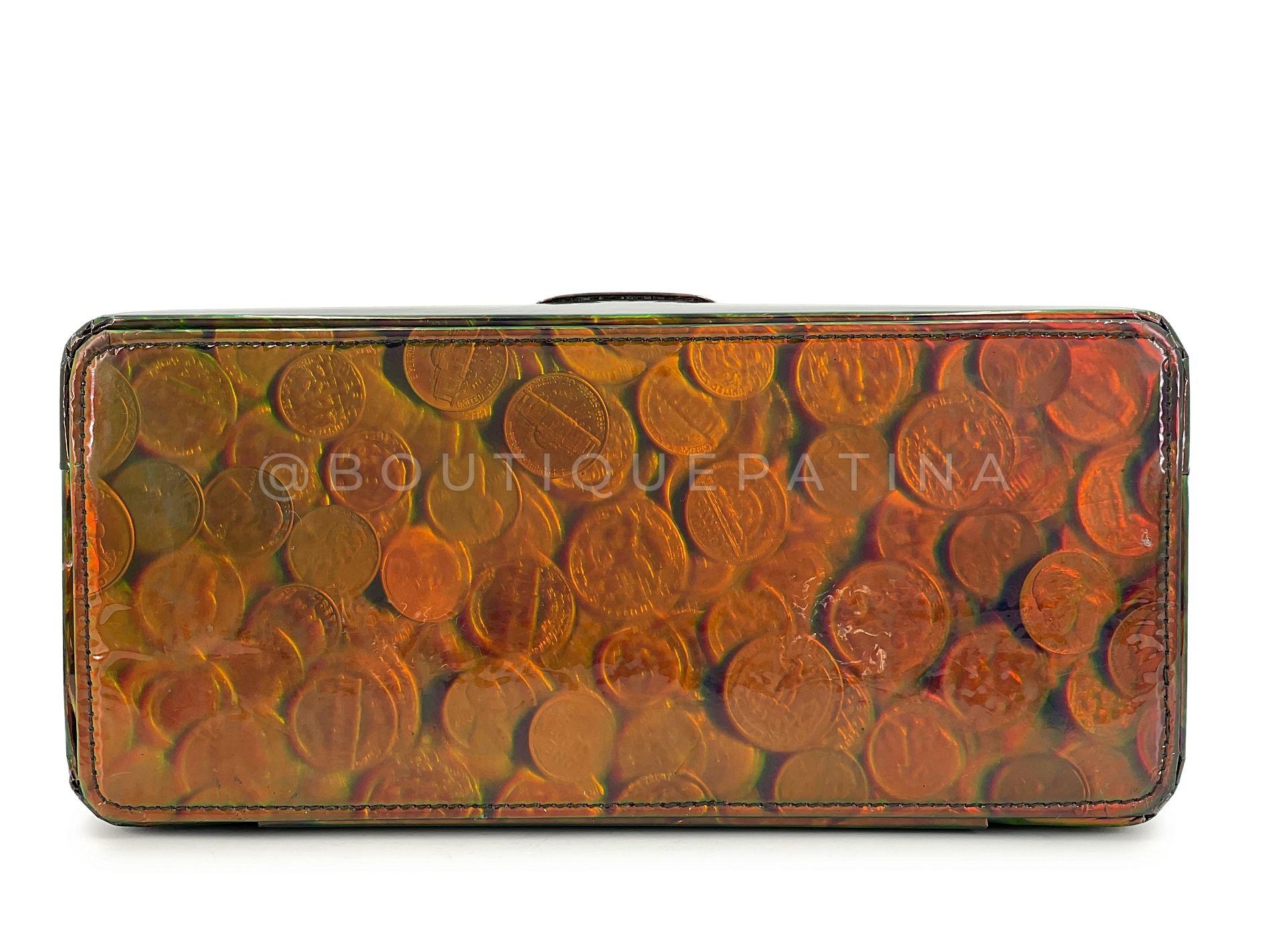 Chanel 1995 Vintage Holographic Green Vanity Case Bag 24k GHW 68337 For Sale 2