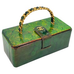 Chanel 1995 Vintage Holographic Green Vanity Case Bag 24k GHW 68337