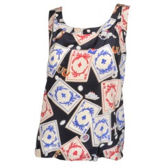 Chanel 1995 Vintage Playing Cards Print Silk Top