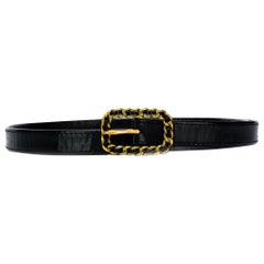 Chanel 1995s Iconic Catwalk Black Patent Leather Belt