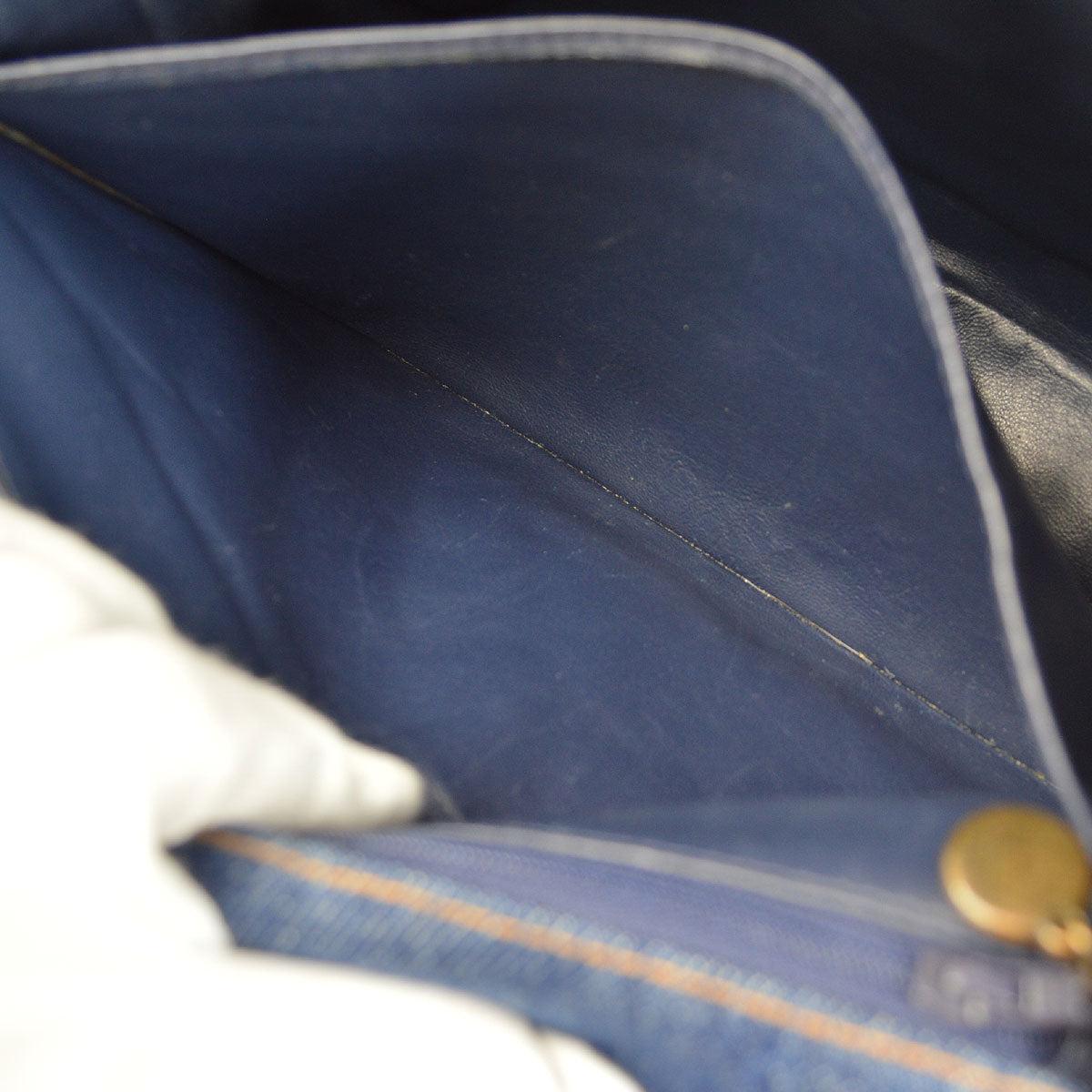 Chanel 1996-1997 Denim Faux Tortoiseshell Chain Classic Flap Jumbo Bag 6