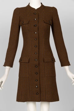 Chanel 1996 A Collection Tailored Wool Coat Dress – Brown Micro Check
