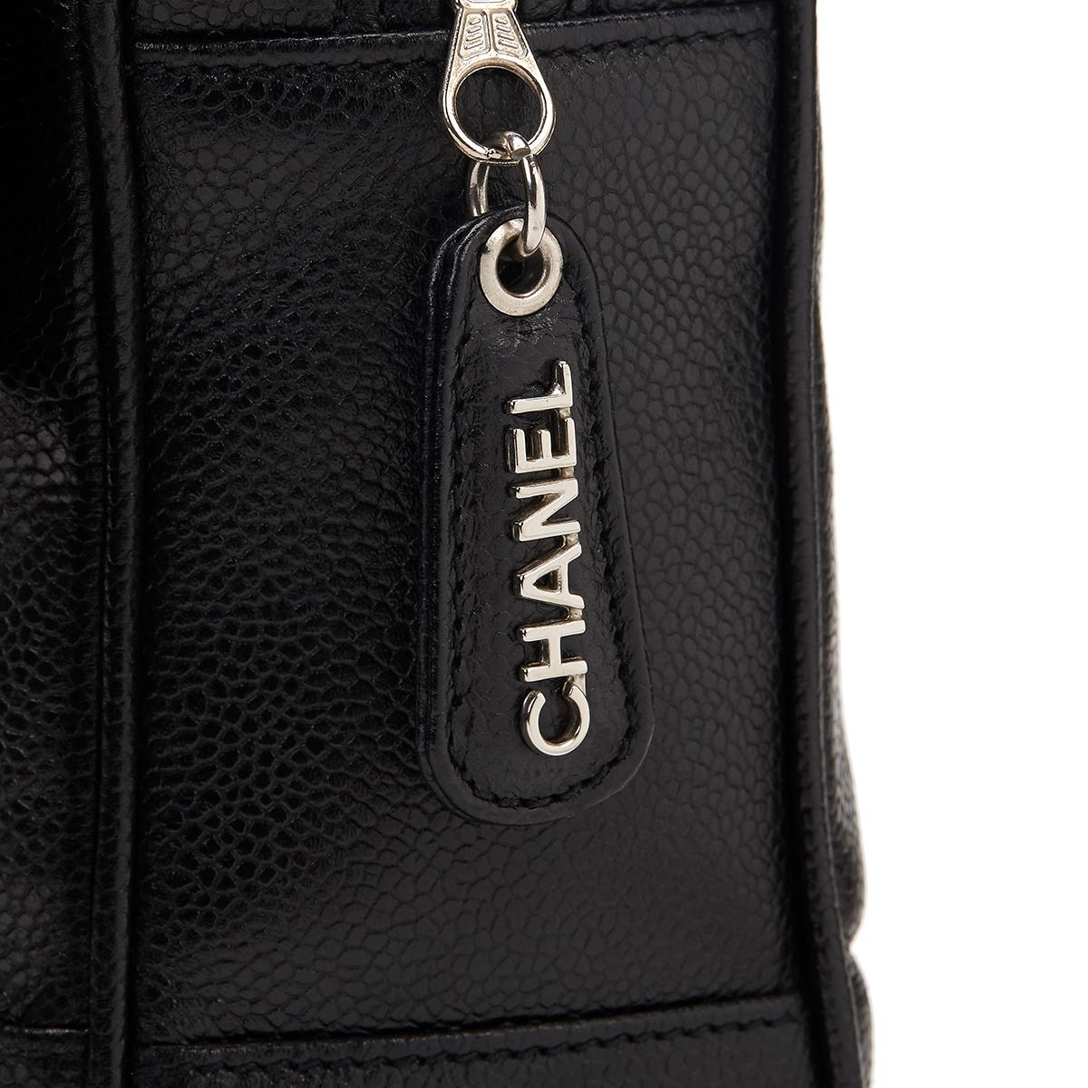 Chanel 1996 Black Caviar Leather Vintage Timeless Logo Trim Shoulder Bag 3