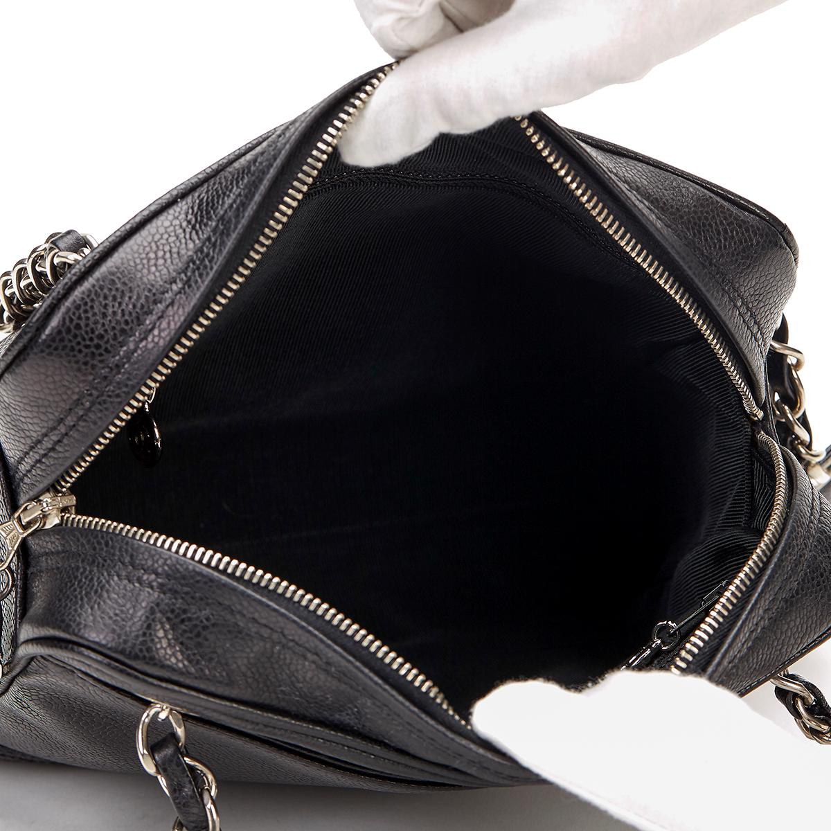 Chanel 1996 Black Caviar Leather Vintage Timeless Logo Trim Shoulder Bag 5