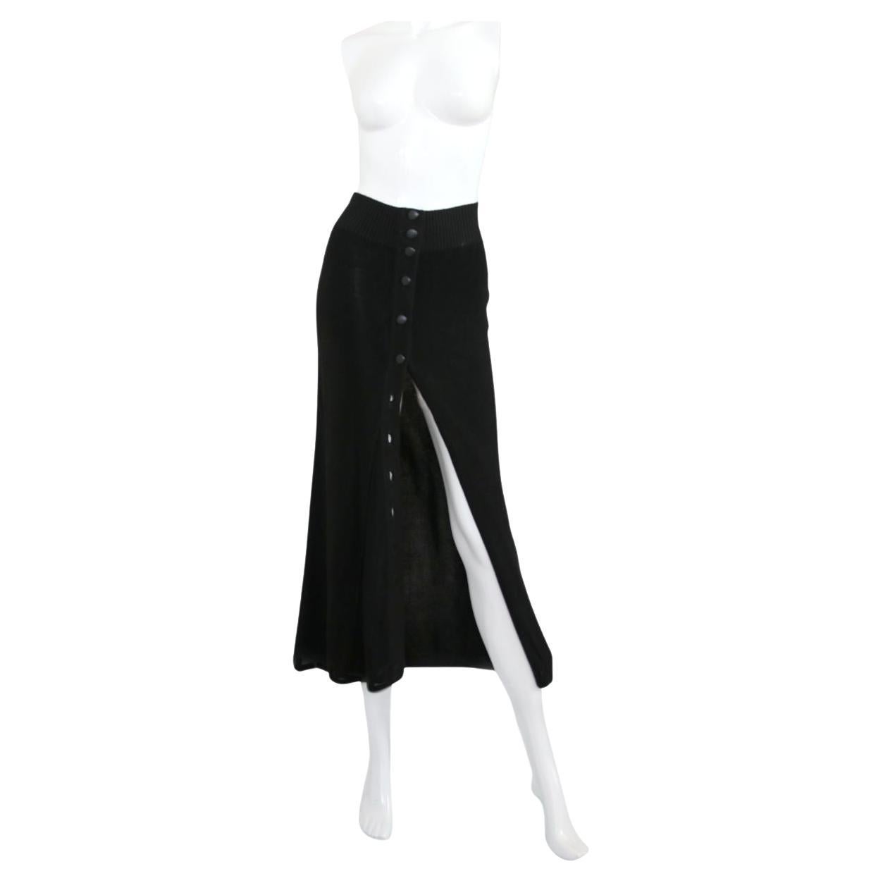 CHANEL 1996 Black Long Skirt with CC Logo Buttons by Karl Lagerfeld