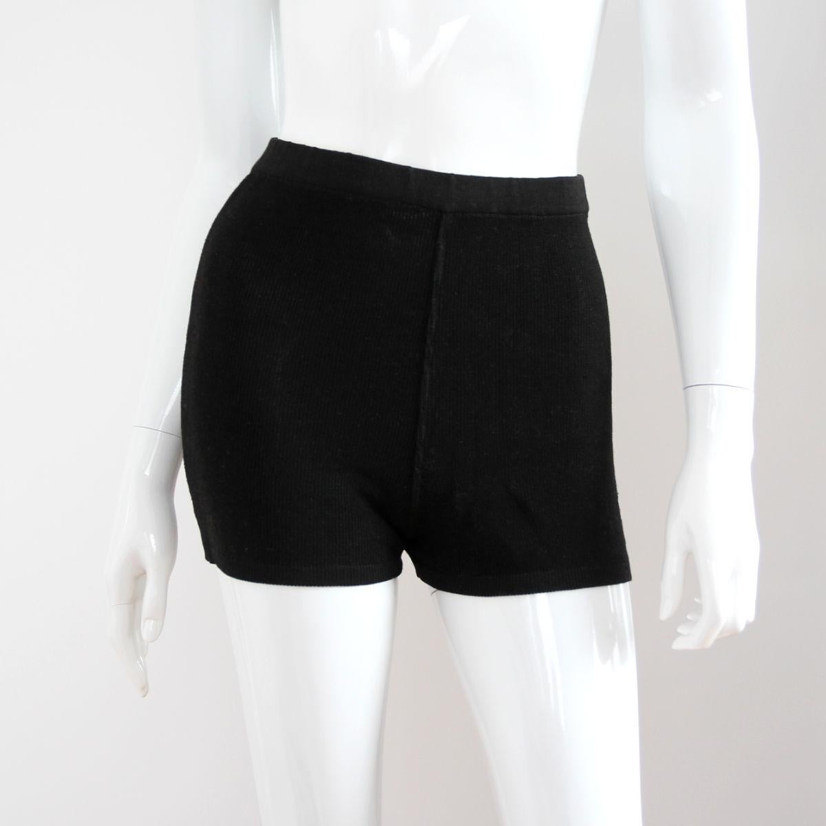 CHANEL 1996 Black Shorts / Hot Pants with CC Logo Embroidery by Karl Lagerfeld 1