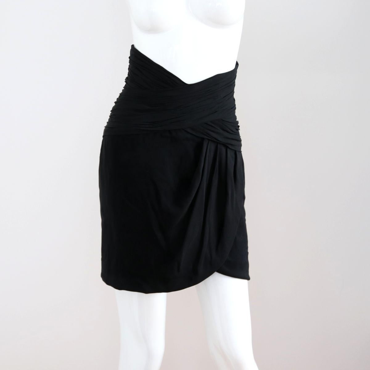 Women's CHANEL 1996 Black Skirt With High Waist & Button Placket by Karl Lagerfeld