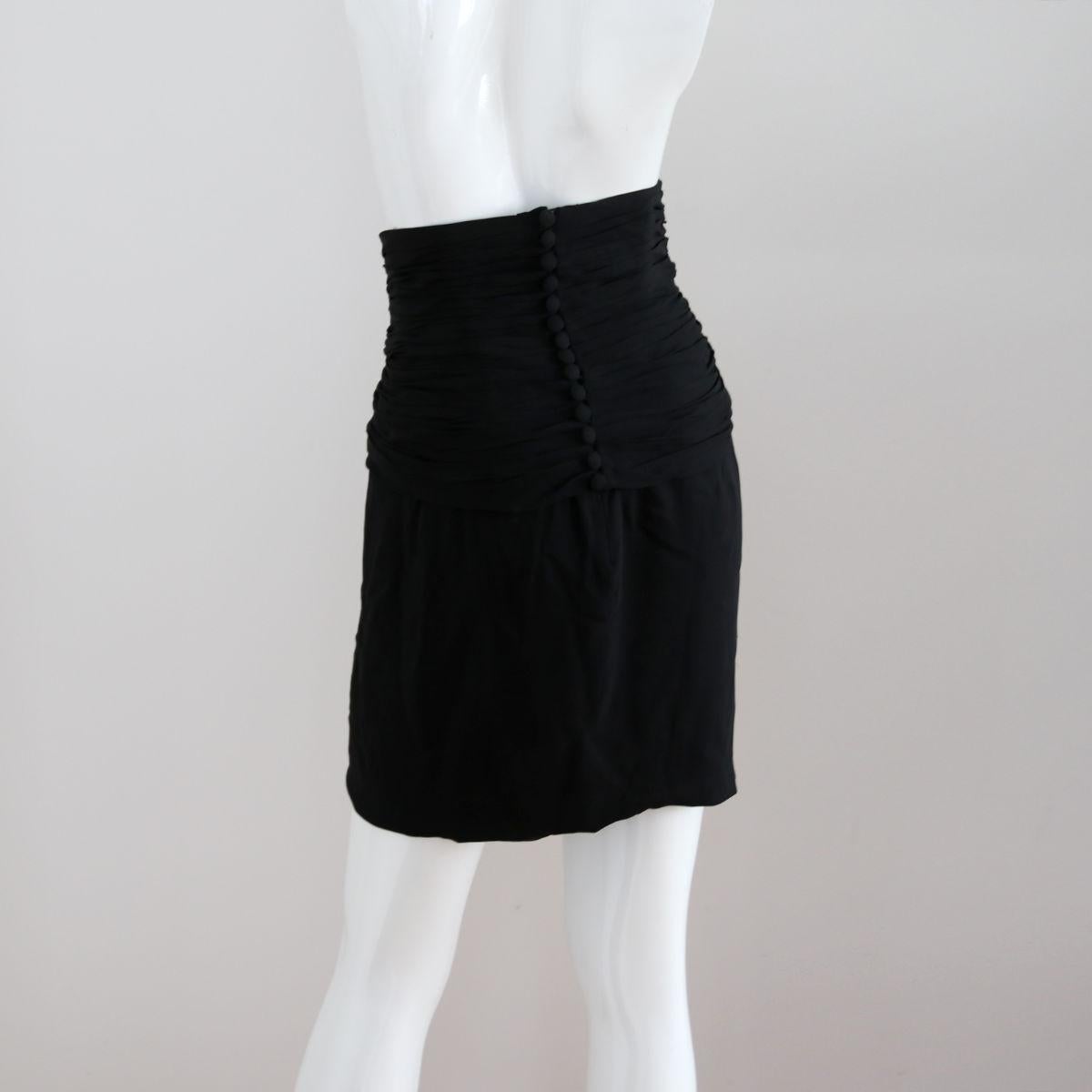 CHANEL 1996 Black Skirt With High Waist & Button Placket by Karl Lagerfeld 1