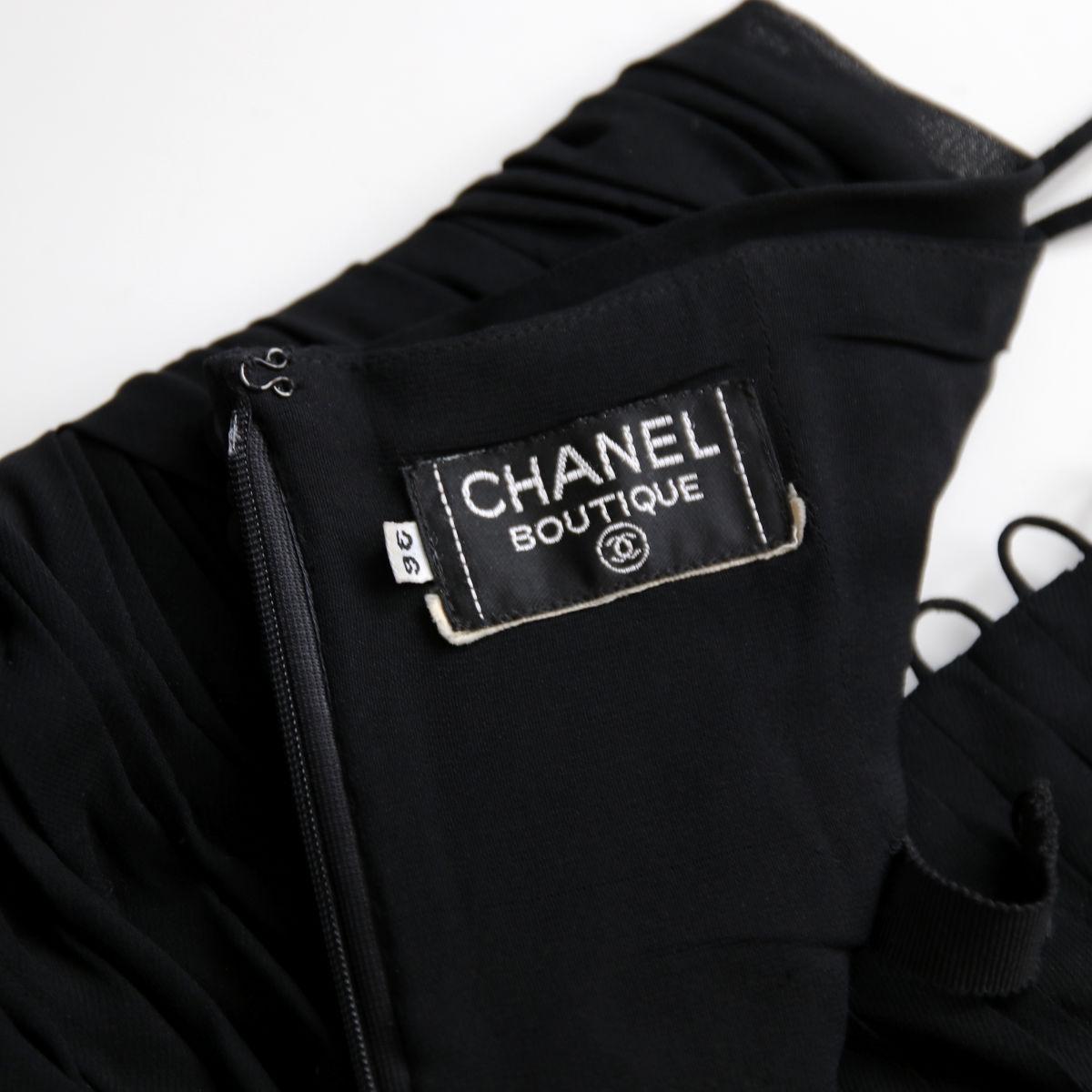 CHANEL 1996 Black Skirt With High Waist & Button Placket by Karl Lagerfeld 2