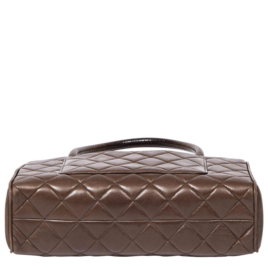 Women's or Men's Chanel 1996 Brown Quilted Square Top Handle Bag For Sale