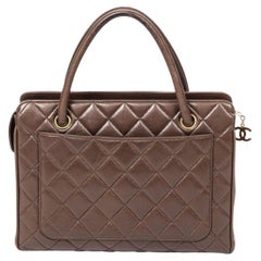 Chanel 1996 Brown Brown Quilted Square Top Handle Bag