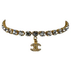 Vintage Chanel 1996 CC Rhinestone-Embellished Choker "Karl Hits The Mall"