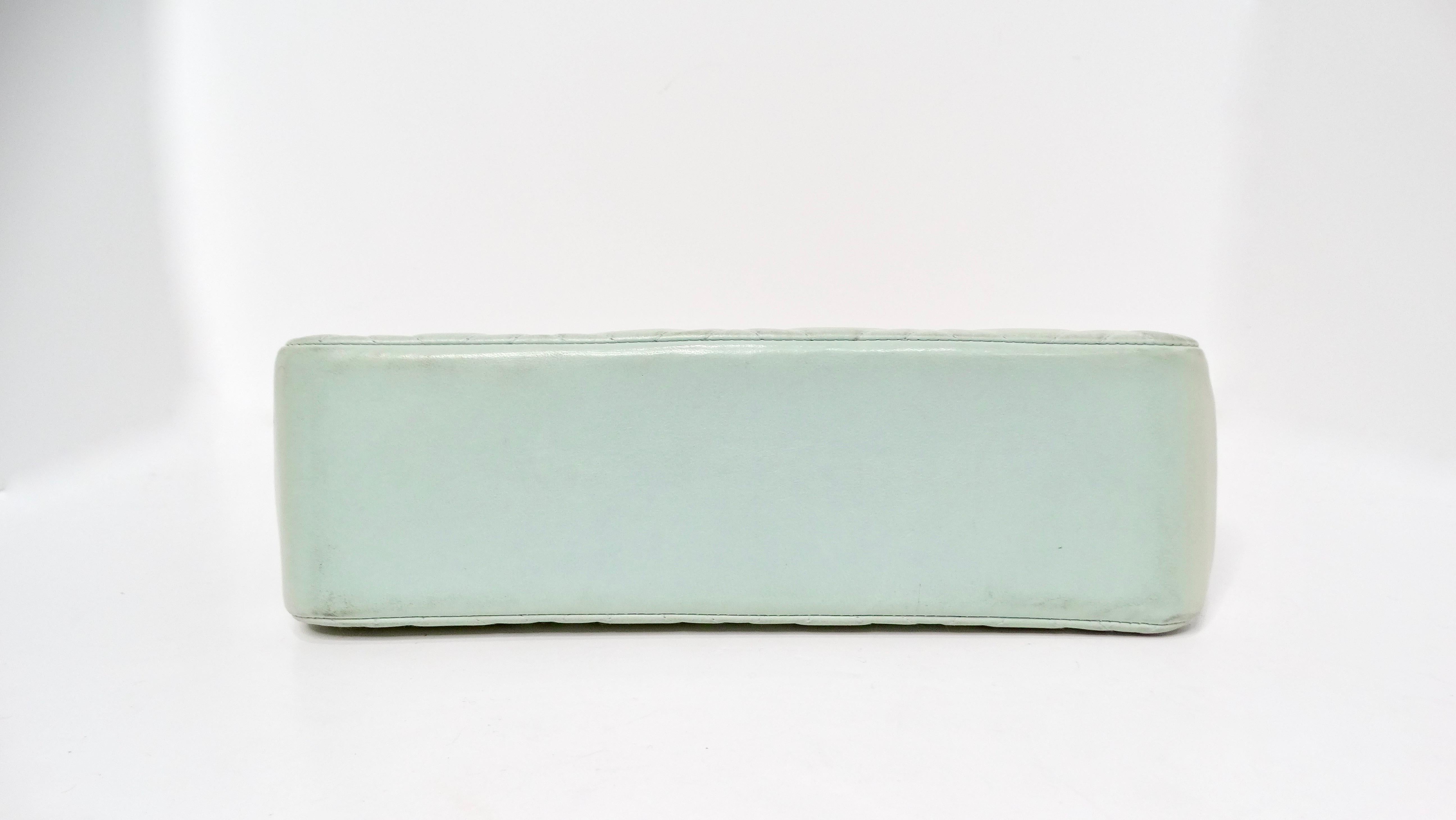 Chanel 1996 Mint Green Lambskin Quilted Tote Shoulder Bag With Coin Purse 3
