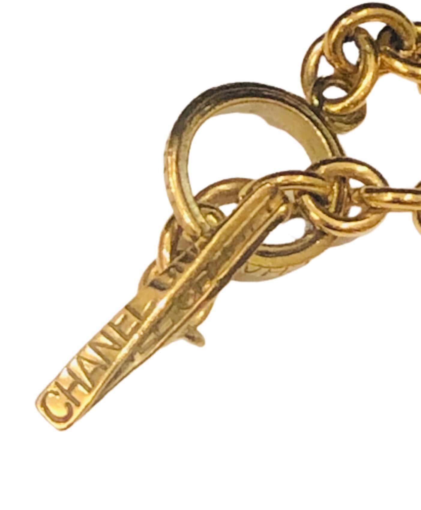 CHANEL 1996 Necklace Gripoix CC Cross Pendant W/Link Chain For Sale 4