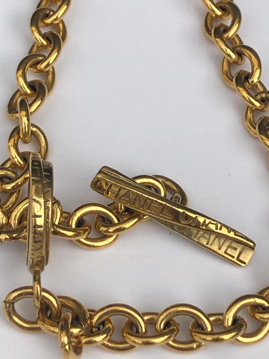 CHANEL 1996 Necklace Gripoix CC Cross Pendant W/Link Chain For Sale 3