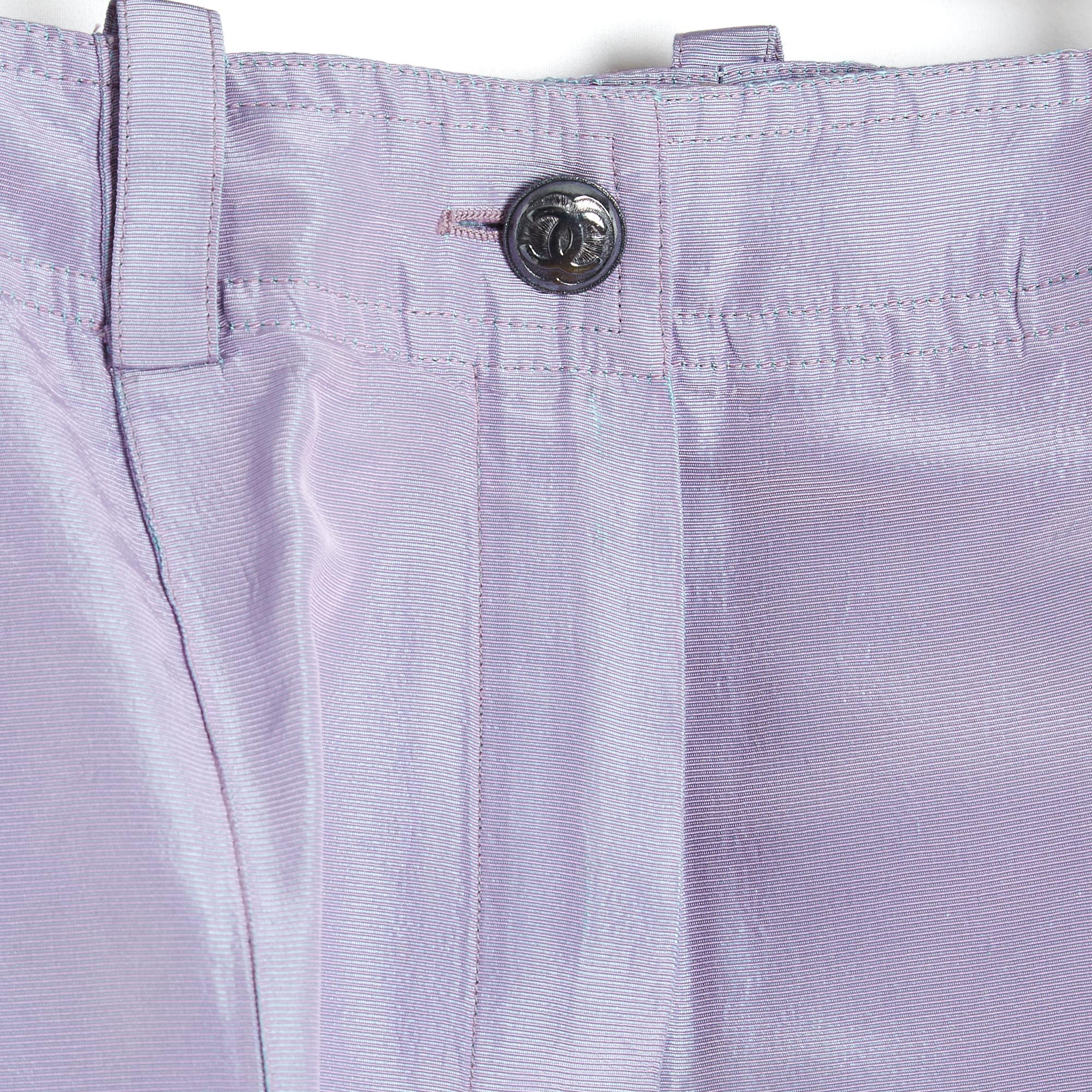 Chanel 1996 Pantalon Soie Mauve FR38 Purple Silk Reps Cargo Pants UK10 US8 1