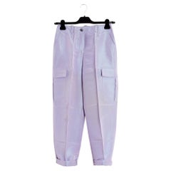 Chanel 1996 Pantalon Soie Mauve FR38 Purple Silk Reps Cargo Pants UK10 US8