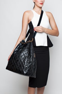 Chanel 1996 Quilted Rubber PVC Bucket XL Carry On Travel Weekend Tote Bag