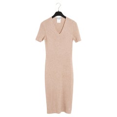 Chanel 1996 Robe beige doré FR40 Beige Metallic Lurex CC Slip Dress UK12 US10