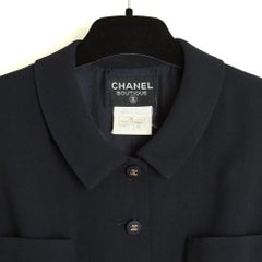 Chanel 1996 Robe Marine FR40 Navy Wool Sleeveless CC Dress UK12 US10