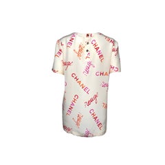 Chanel 1996 Rouge Coco Logo Silk Top T-shirt