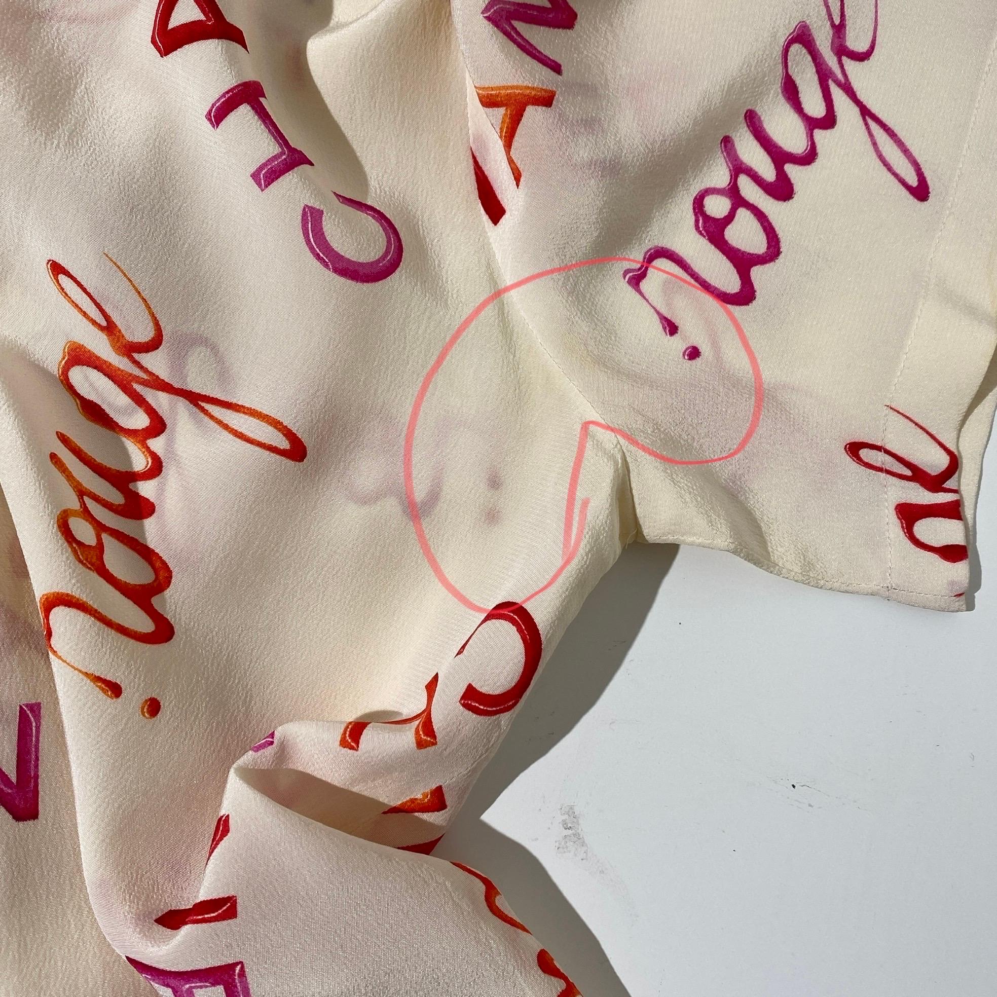 Chanel 1996 Rouge Coco Logo Silk Top T-shirt In Good Condition For Sale In Los Angeles, CA