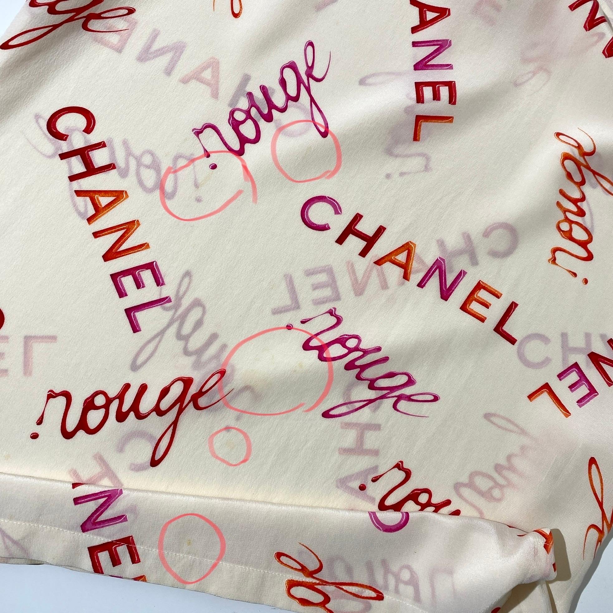 Chanel 1996 Rouge Coco Logo Silk Top T-shirt For Sale 1