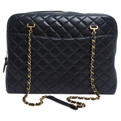 Chanel 1996 Sac matelasse Marine CC Classique Shopping Navy leather Shoulder Bag