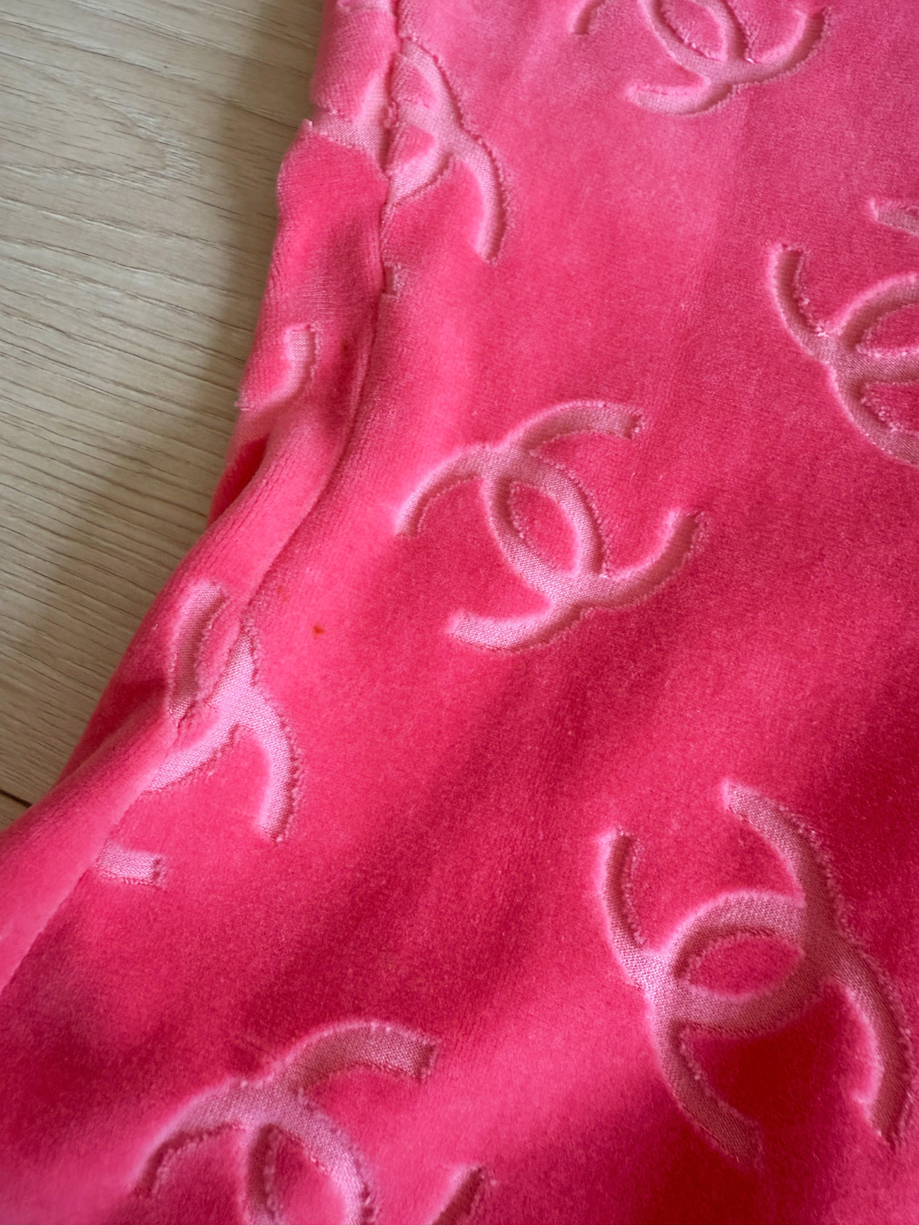 Chanel 1996 Velour Romper Rosa sz 38 en venta 9