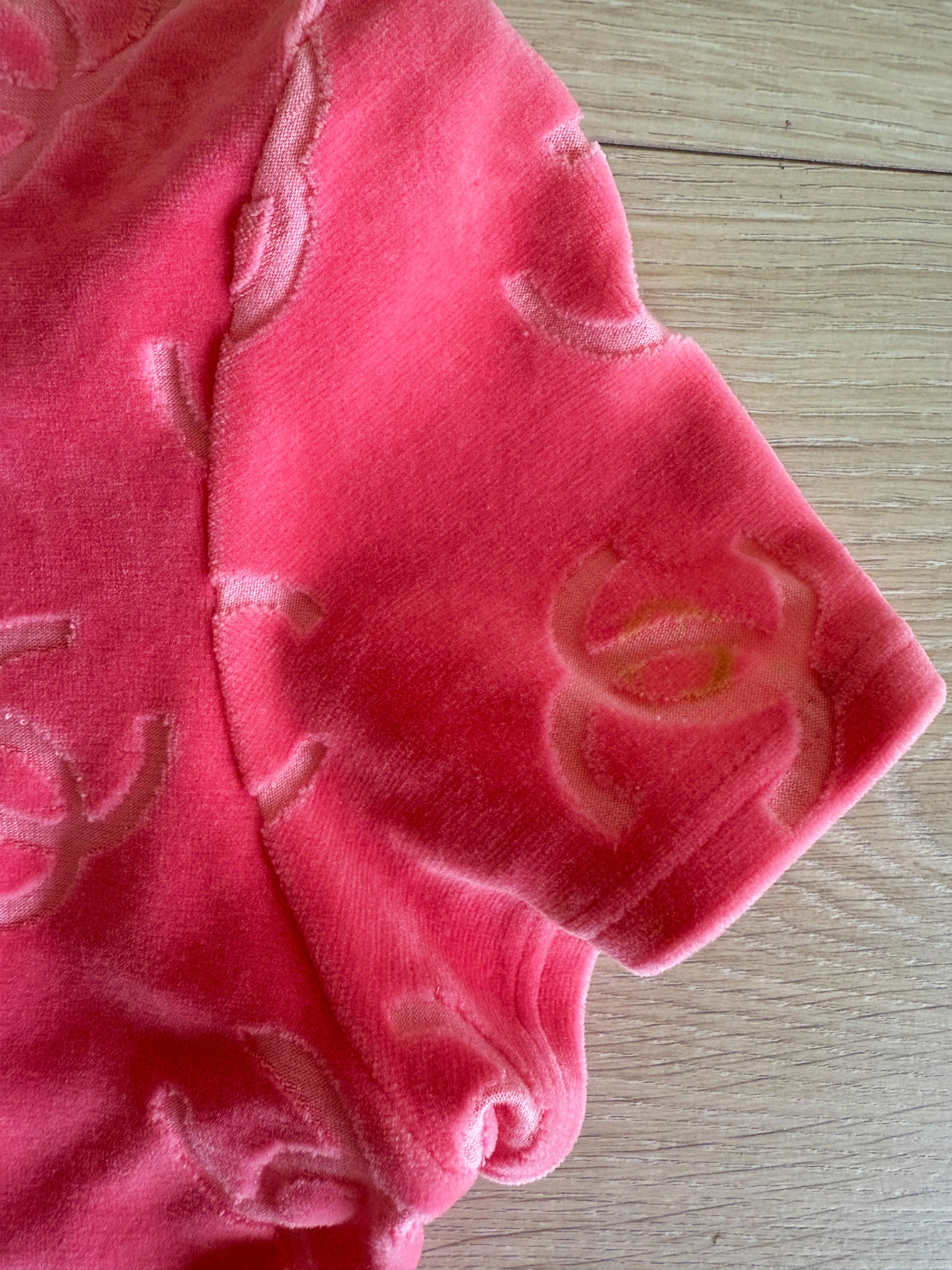 Chanel 1996 Velour Romper Rosa sz 38 en venta 2