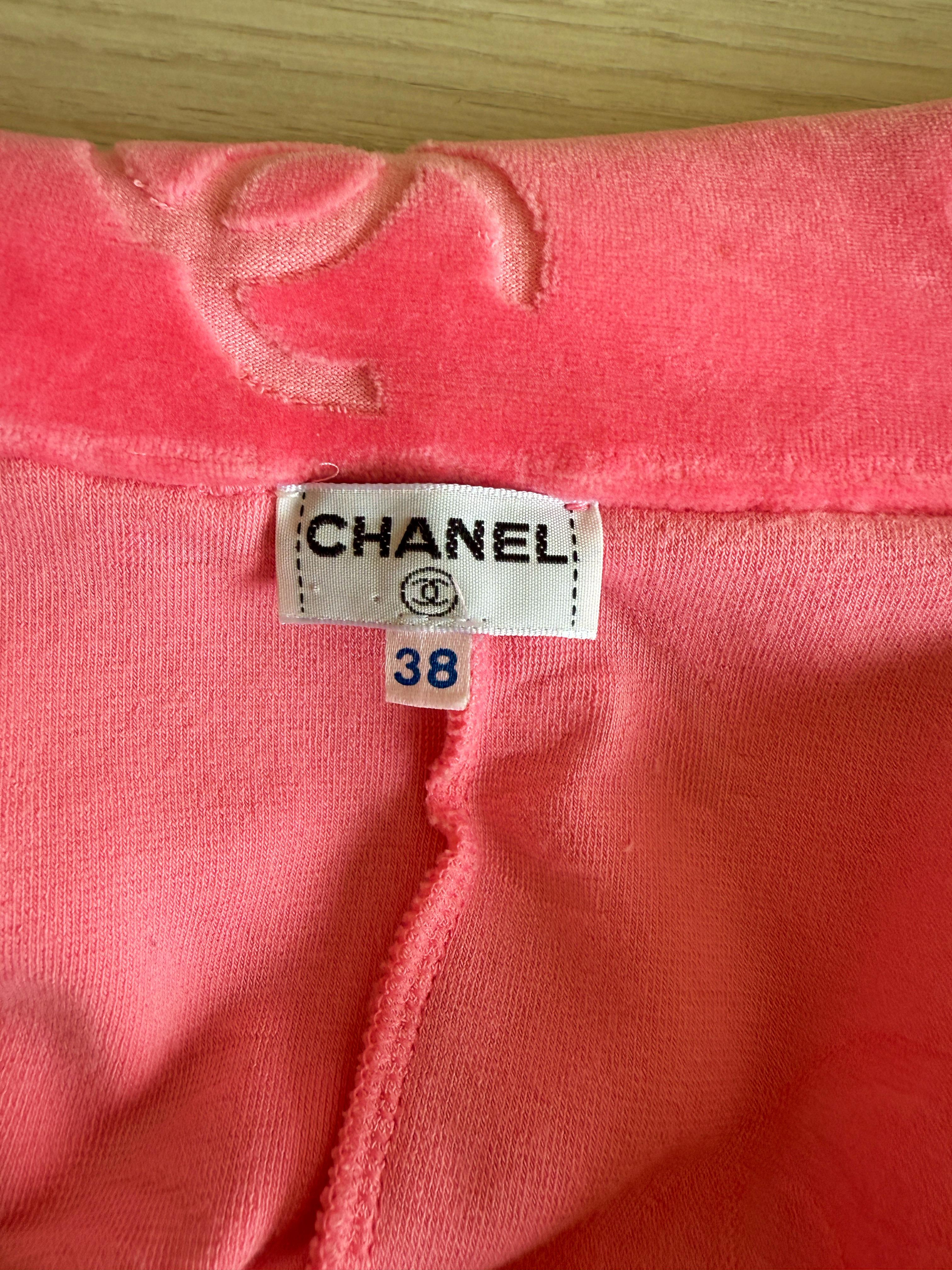 Chanel 1996 Velour Romper Rosa sz 38 en venta 3