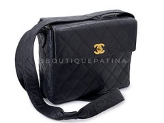 Chanel 1996 Vintage Black Caviar Box Crossbody Flap Bag 24k GHW 68643
