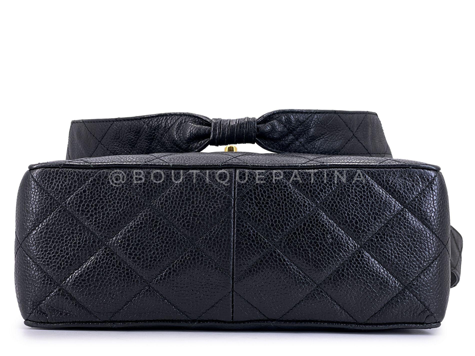 Chanel 1996 Vintage Black Caviar Box Crossbody Flap Bag 24k GHW 68643 For Sale 2
