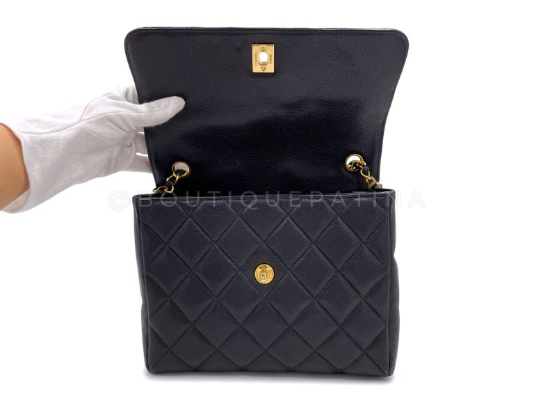 Chanel 1996 Vintage Black Caviar Square Crossbody Flap Bag 24k GHW 67011  For Sale at 1stDibs