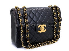 Chanel 1996 Vintage Black Jumbo Classic Flap Bag 24k GHW Lambskin  67199