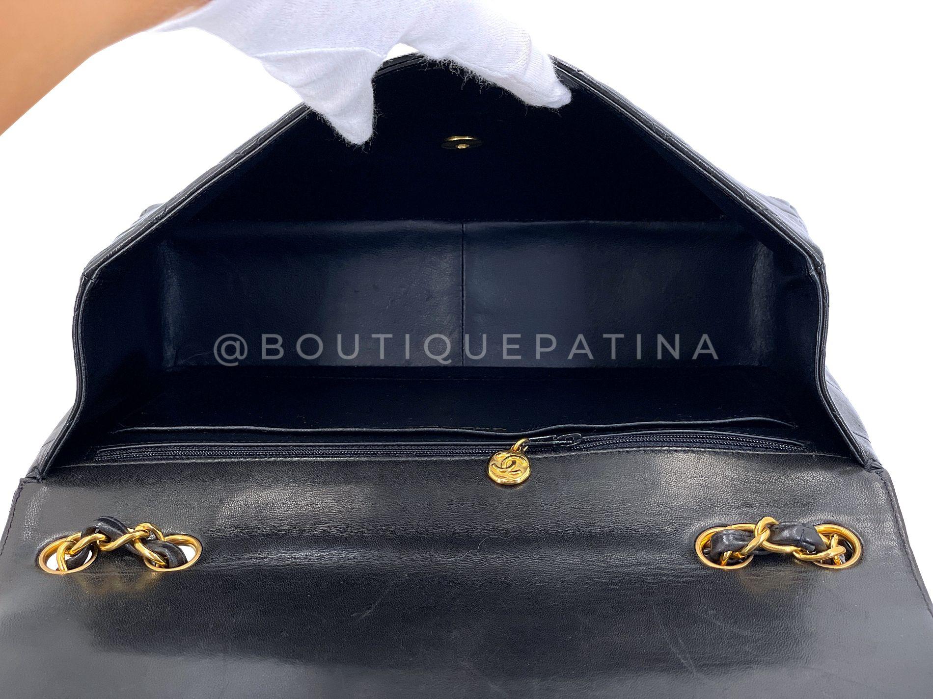 Chanel 1996 Vintage Schwarz Jumbo Classic Flap Tasche 24k GHW Lammfell 68723 im Angebot 6