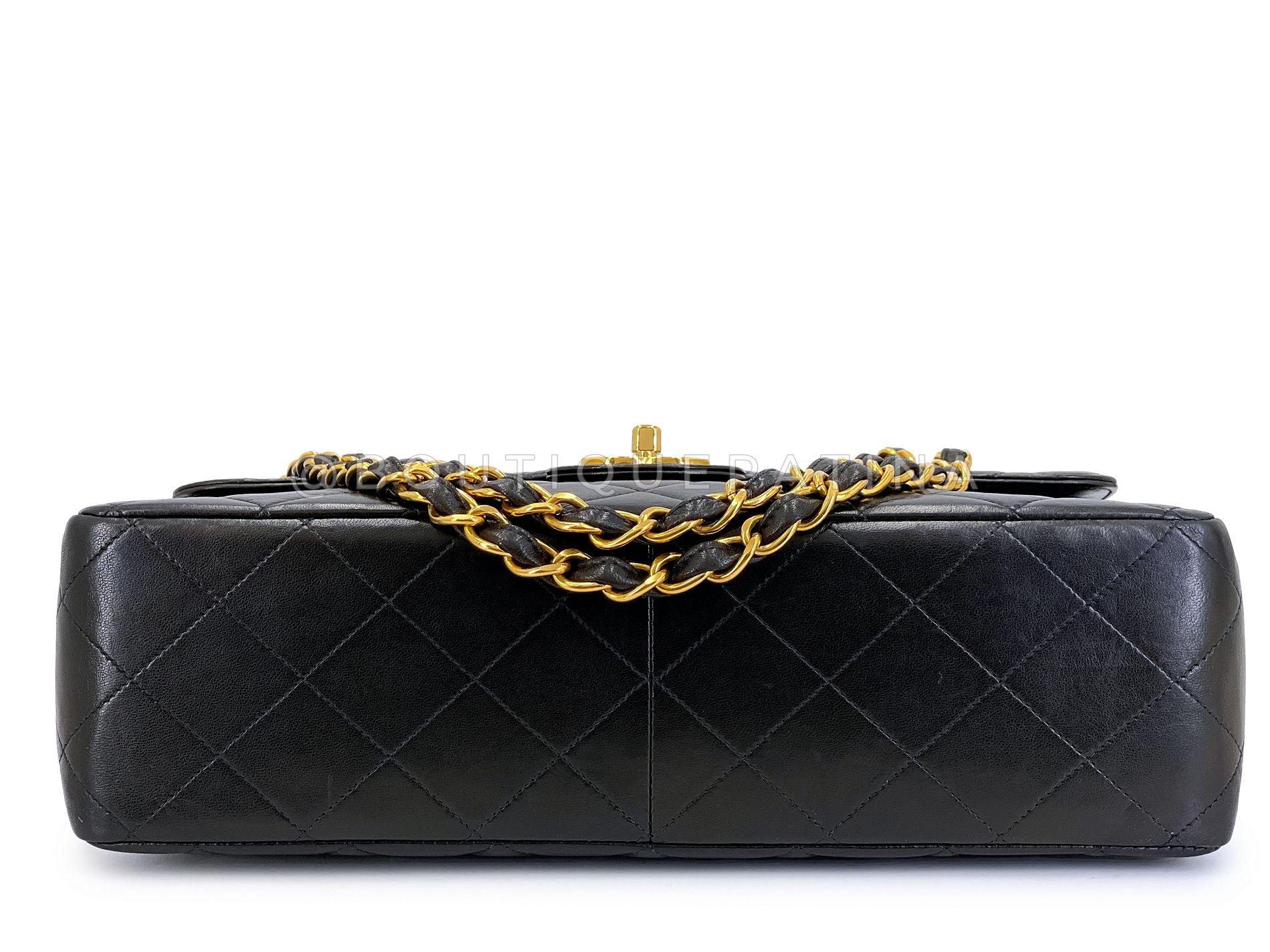 Chanel 1996 Vintage Schwarz Jumbo Classic Flap Tasche 24k GHW Lammfell 68723 im Angebot 2